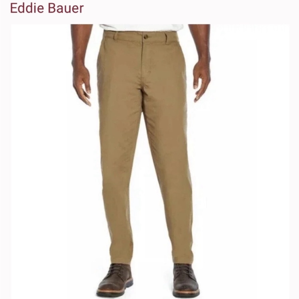 Eddie Bauer Travex Pants Men's Size 40 x 32 Stretch Zipper Pockets Khaki Tan